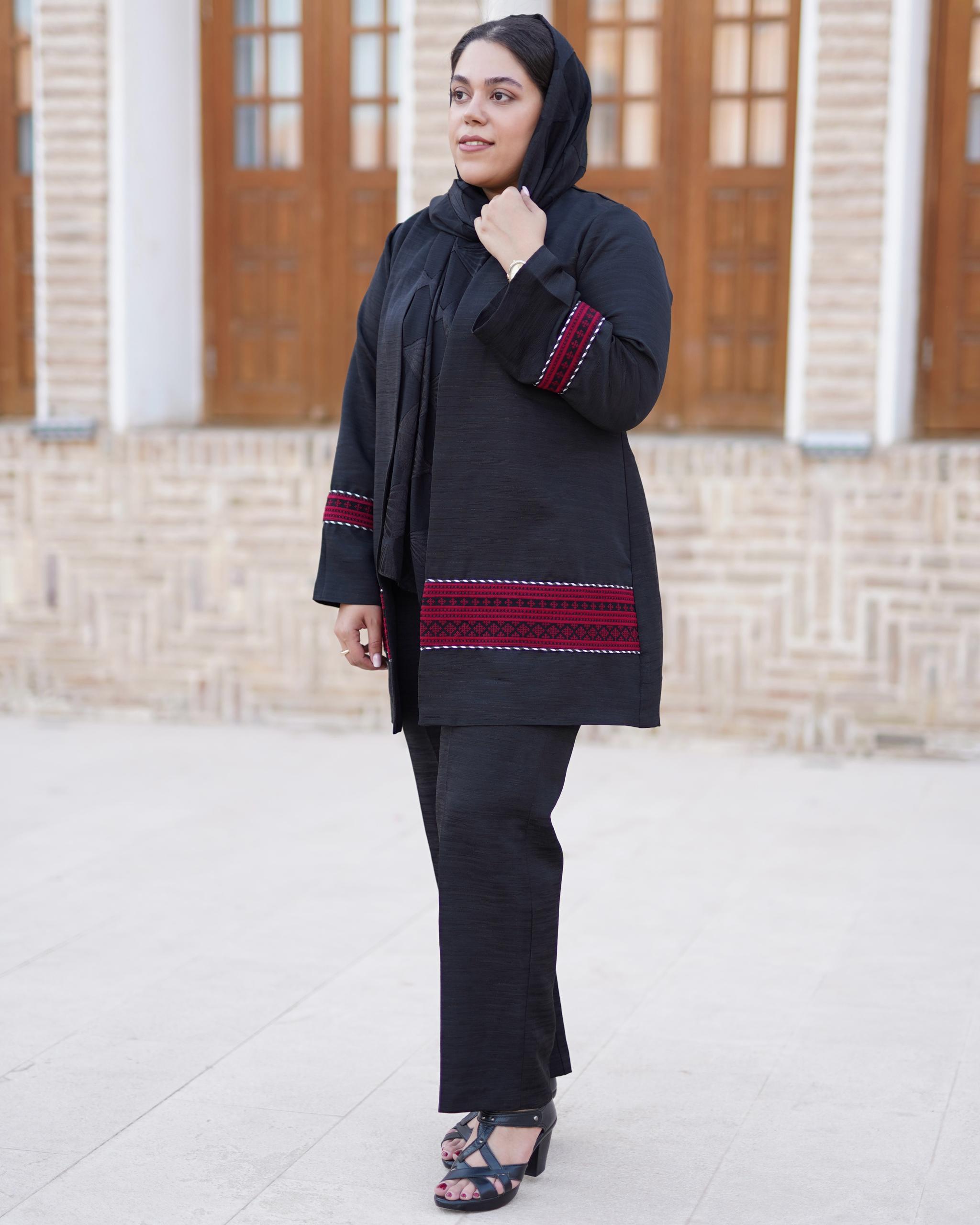 مانتو کتان لمه سوزندوزی